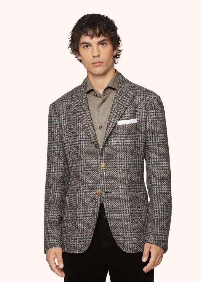 GLEN PLAID CASHMERE BLEND BLAZER Men Kiton Jackets GLEN PLAID CASHMERE BLEND BLAZER Men Kiton Jackets
