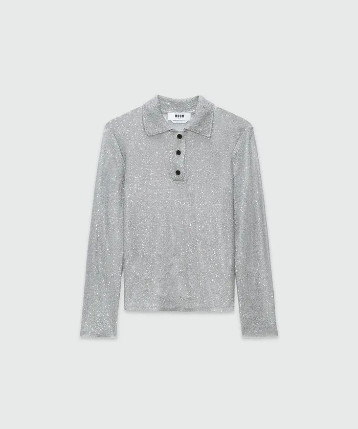 Glitter Polo Shirt Women MSGM Knitwear