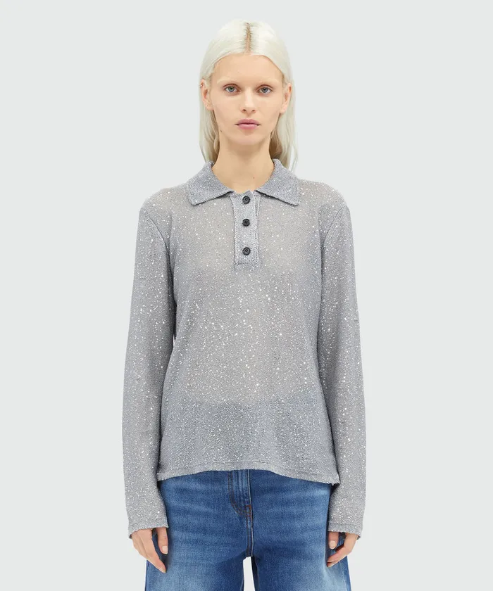 Glitter Polo Shirt Women MSGM Knitwear