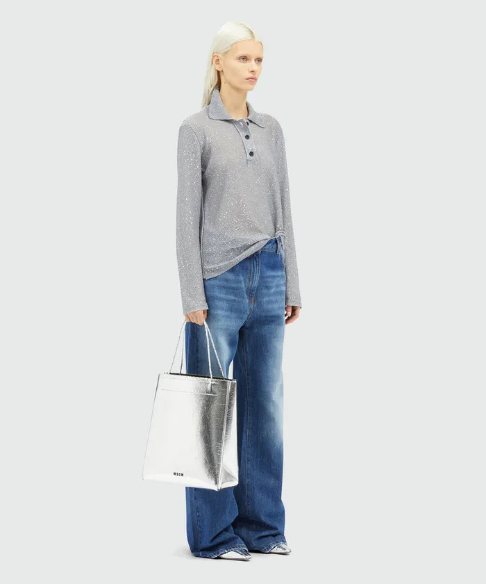 Glitter Polo Shirt Women MSGM Knitwear