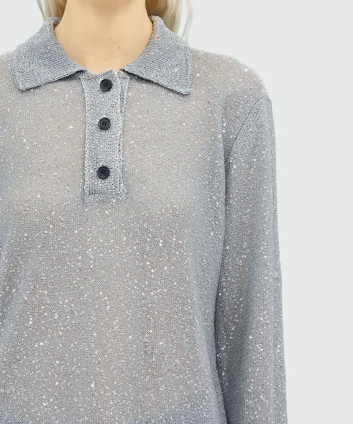 Glitter Polo Shirt Women MSGM Knitwear