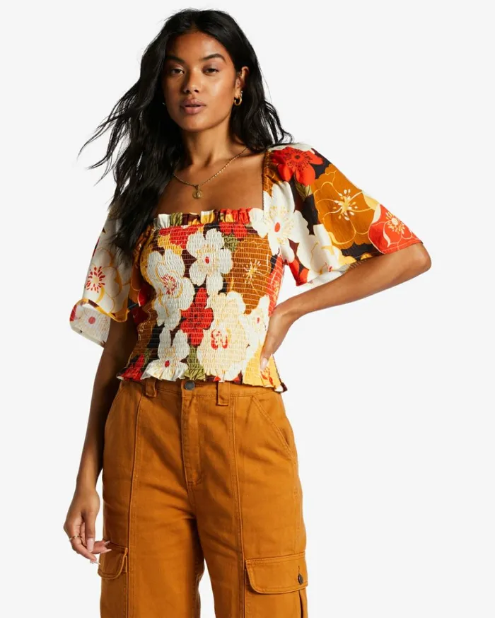 Golden Daze Crop Top Multi Women Billabong Tops