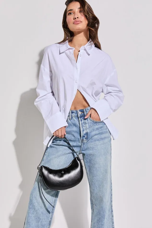 Goldie Shoulder Bag In Black PU Women Showpo Bags