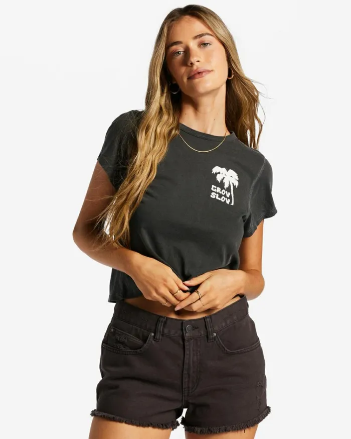 Grow Slow TShirt Off Black Women Billabong Graphic Tees and Tanks