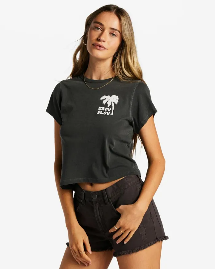 Grow Slow TShirt Off Black Women Billabong Graphic Tees and Tanks