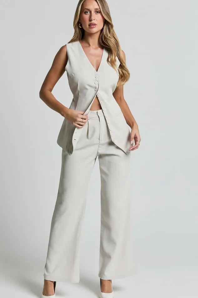 Gwyneth Pants 8211 Mid Waist Tailored Trousers In Stone Women Showpo Pants