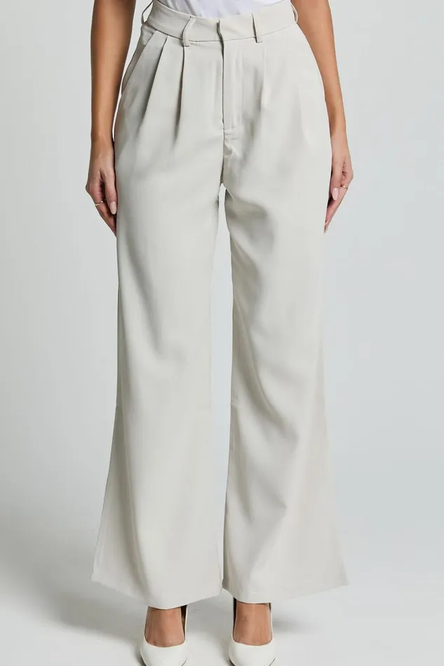 Gwyneth Pants 8211 Mid Waist Tailored Trousers In Stone Women Showpo Pants