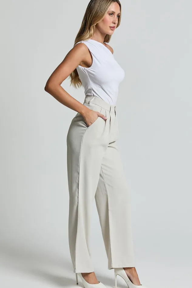Gwyneth Pants 8211 Mid Waist Tailored Trousers In Stone Women Showpo Pants