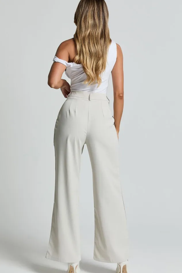 Gwyneth Pants 8211 Mid Waist Tailored Trousers In Stone Women Showpo Pants