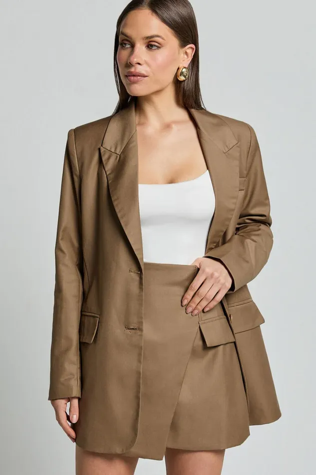 Haidy Blazer 8211 Single Breasted Boyfriend Blazer In Taupe Women Showpo Blazers