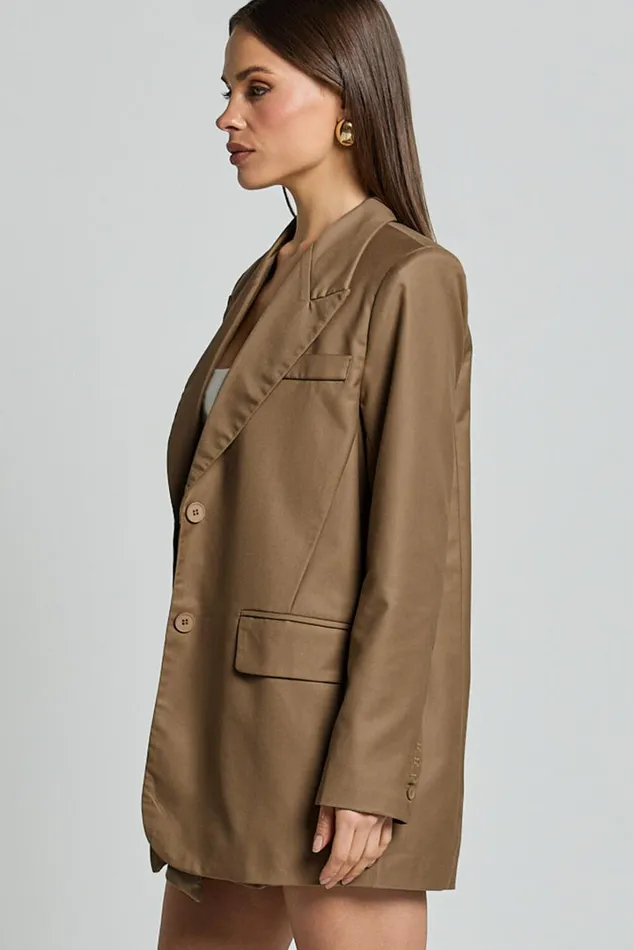 Haidy Blazer 8211 Single Breasted Boyfriend Blazer In Taupe Women Showpo Blazers