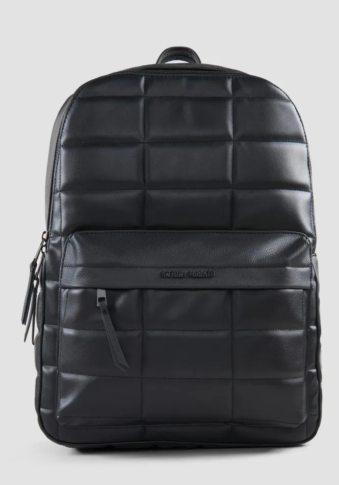 Handbags Men Antony Morato Backpack In Quilted Effect Faux Leather Black