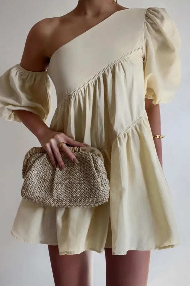 Harleen Mini Dress 8211 Linen Look Asymmetrical Trim Puff Sleeve Dress In Beige Women Showpo Curve Clothes Harleen Mini Dress 8211 Linen Look Asymmetrical Trim Puff Sleeve Dress In Beige Women Showpo Curve Clothes