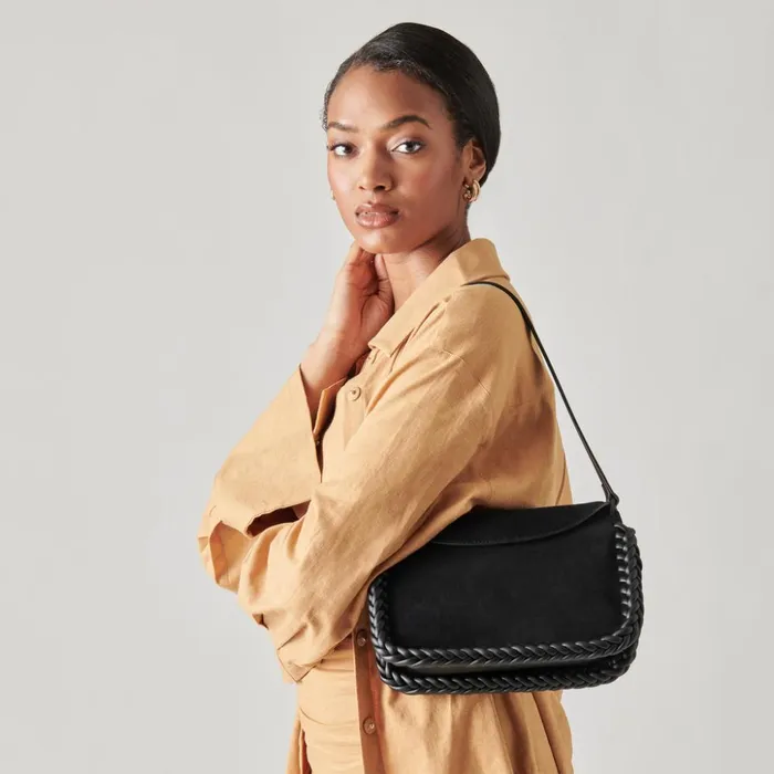 Harper Shoulder Bag Black Suede Women Dolce Vita Handbags