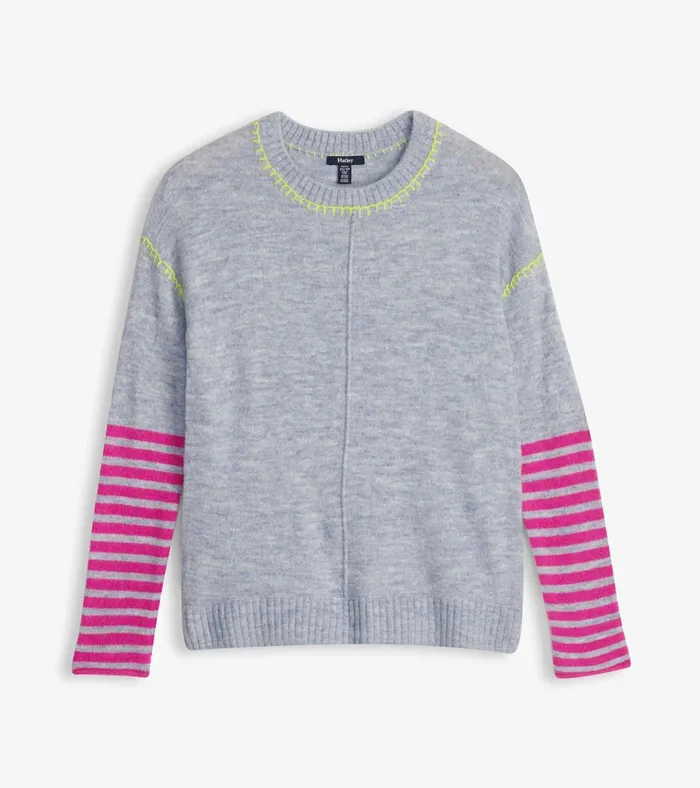 Hatley Avery Sweater 8211 Hot Pink Stripes Women Sweaters