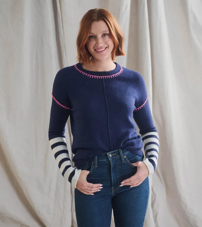 Hatley Avery Sweater 8211 Navy Stripes Women Sweaters