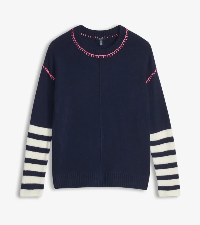 Hatley Avery Sweater 8211 Navy Stripes Women Sweaters