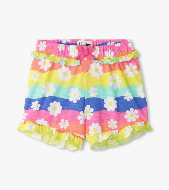 Hatley Baby and Toddler Girls Groovy Flowers Ruffle Shorts Baby and Toddler Bottoms