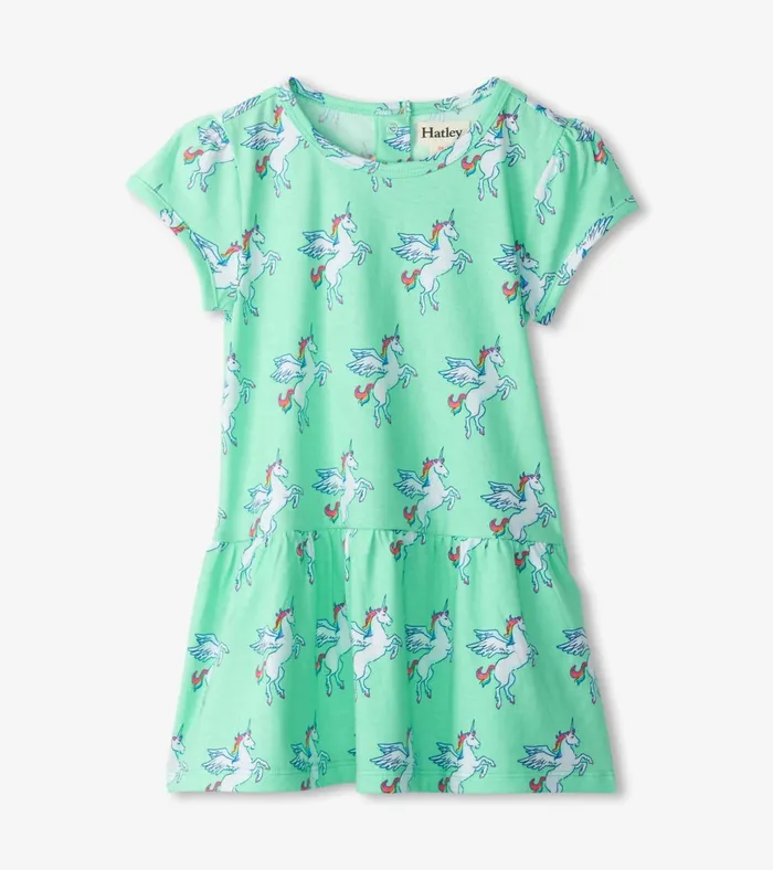 Hatley Baby and Toddler Girls Rainbow Unicorn Gathered Dress Baby and Toddler Dresses
