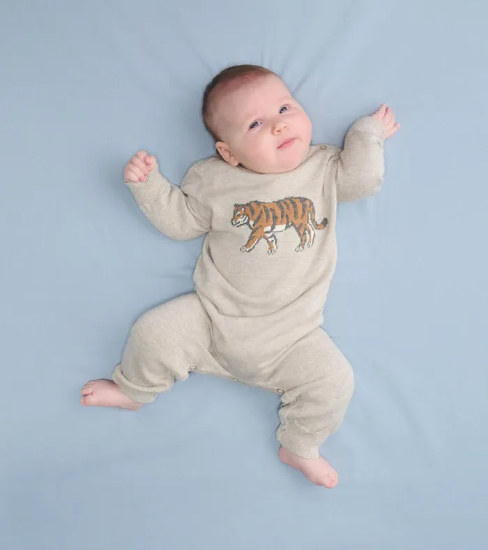 Hatley Baby Boys Little Tiger Sweater Romper Baby and Toddler Sweaters