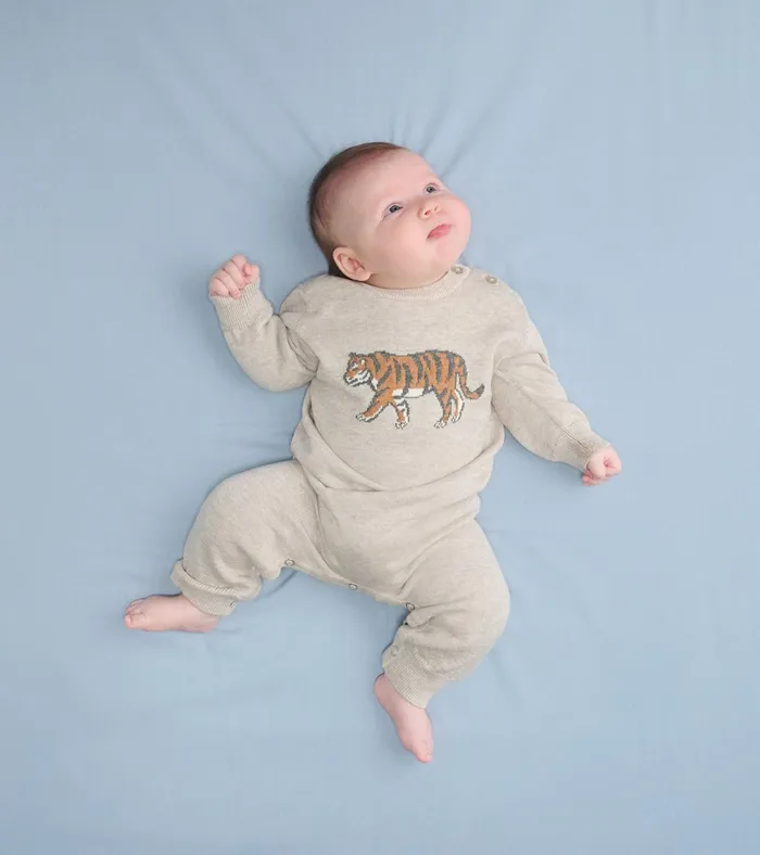 Hatley Baby Boys Little Tiger Sweater Romper Baby and Toddler Sweaters
