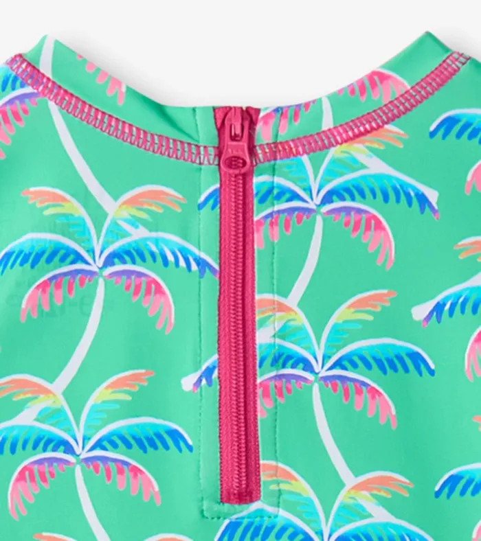 Hatley Baby Girls Rainbow Palm Rashguard Swimsuit Baby and Toddler Swimwear