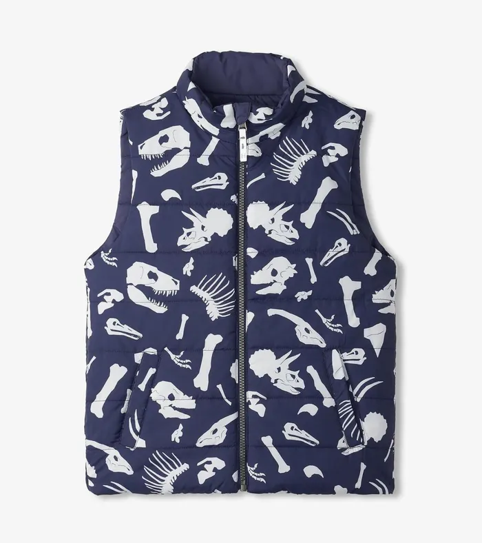 Hatley Boys Dino Fossils Reversible Quilted Vest Boys Tops