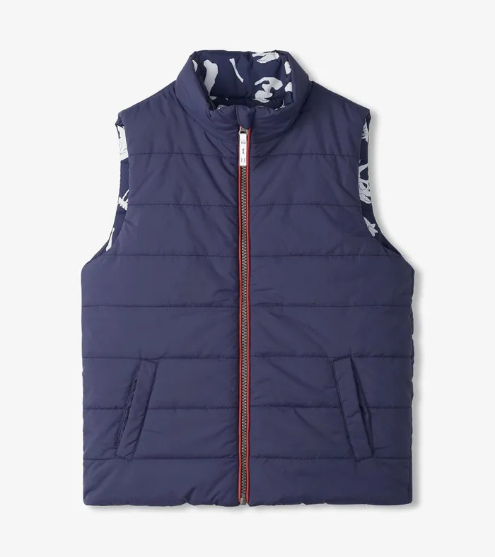 Hatley Boys Dino Fossils Reversible Quilted Vest Boys Tops