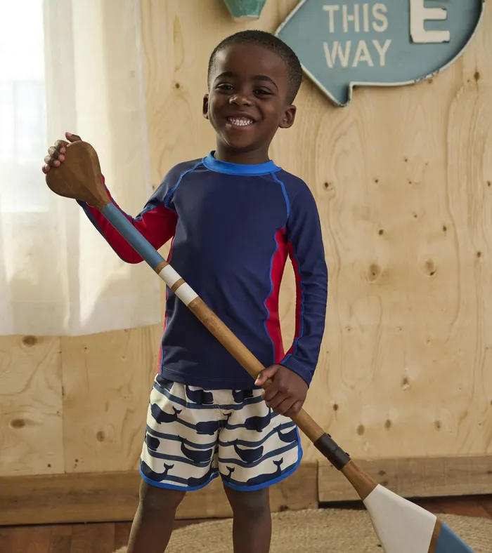 Hatley Boys Nautical Colourblock Long Sleeve Rashguard Boys Swimwear