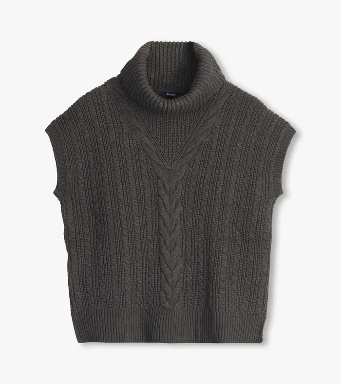 Hatley Cable Knit Vest 8211 Charcoal Grey Women Sweaters