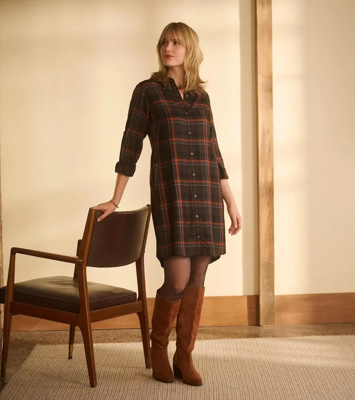 Hatley Cara Shirt Dress 8211 Autumn Plaid Women Dresses