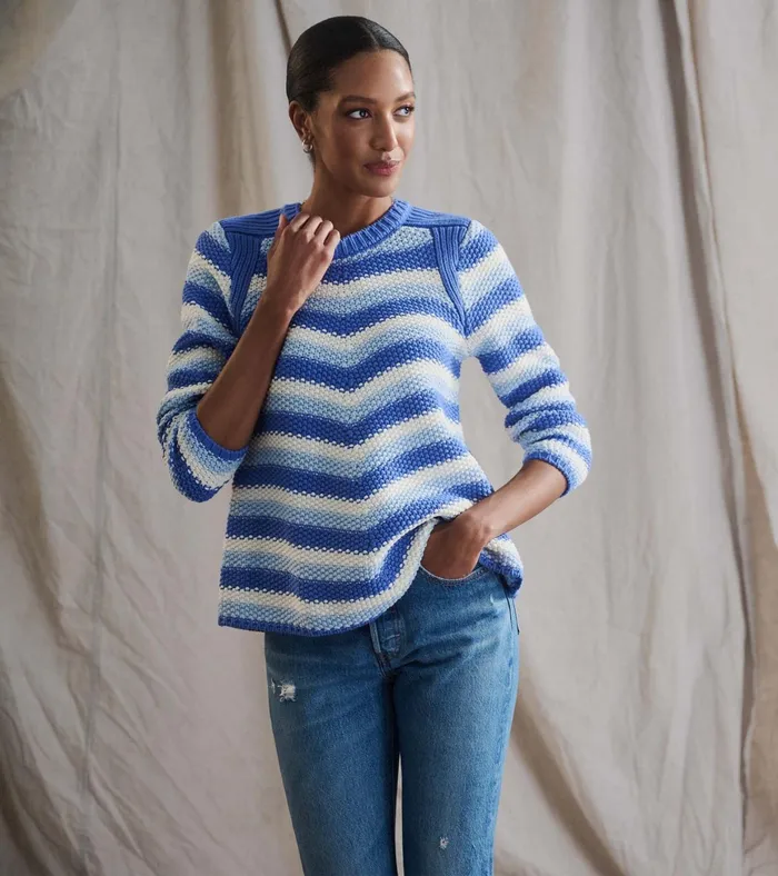 Hatley Chevron Swing Sweater 8211 Navy Blue Women Sweaters