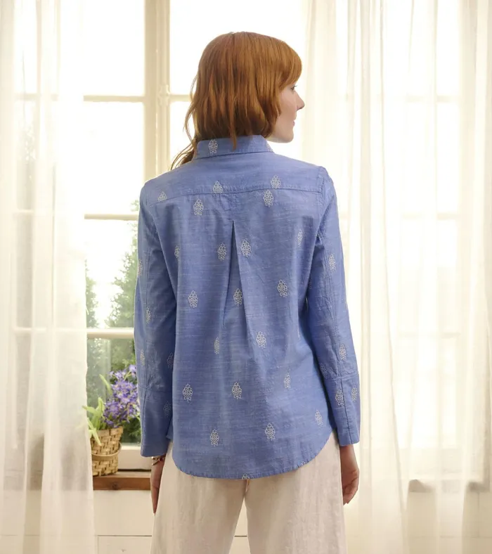 Hatley Cindy Blouse 8211 White Embroidered Flowers Women Tops