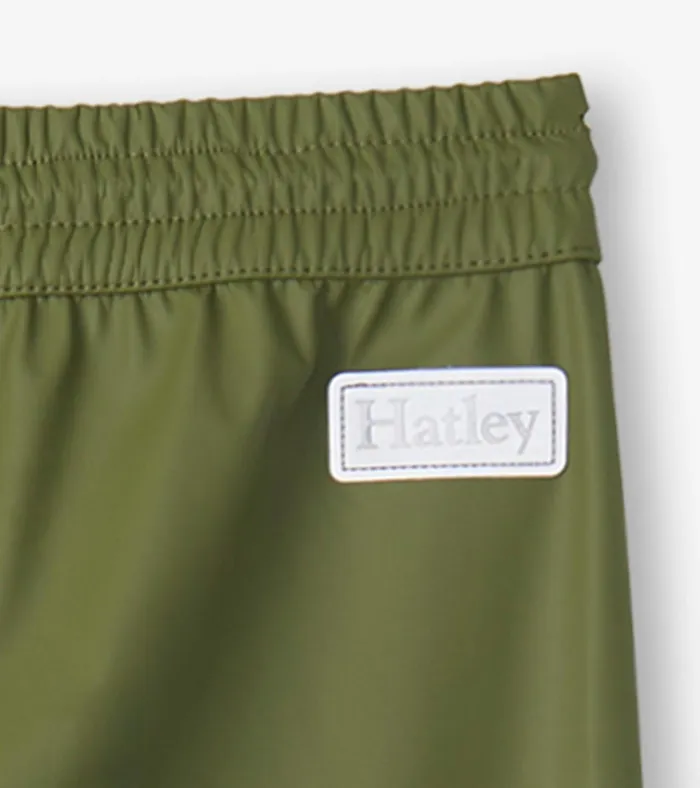 Hatley Forest Green Rain Pants GirlsBoys Rainwear