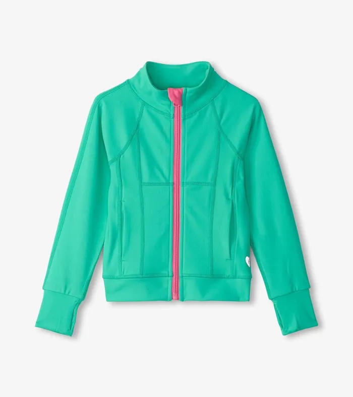 Hatley Girls Aqua Green Active Jacket Girls Sweaters