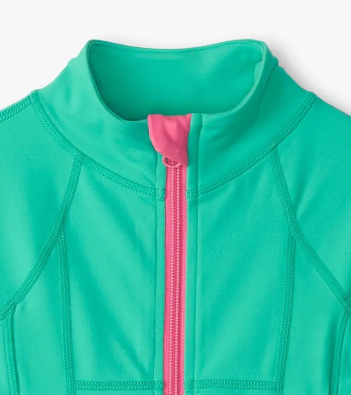 Hatley Girls Aqua Green Active Jacket Girls Sweaters