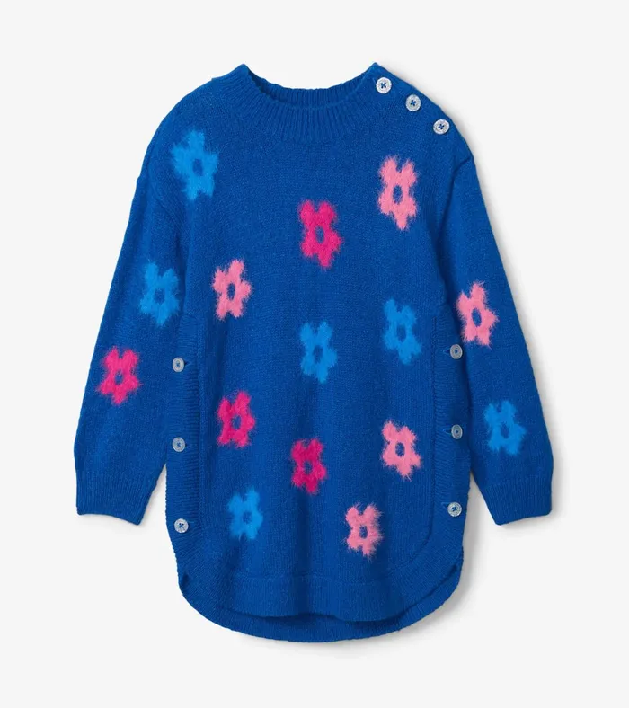 Hatley Girls Bold Flowers Sweater Tunic Girls Sweaters