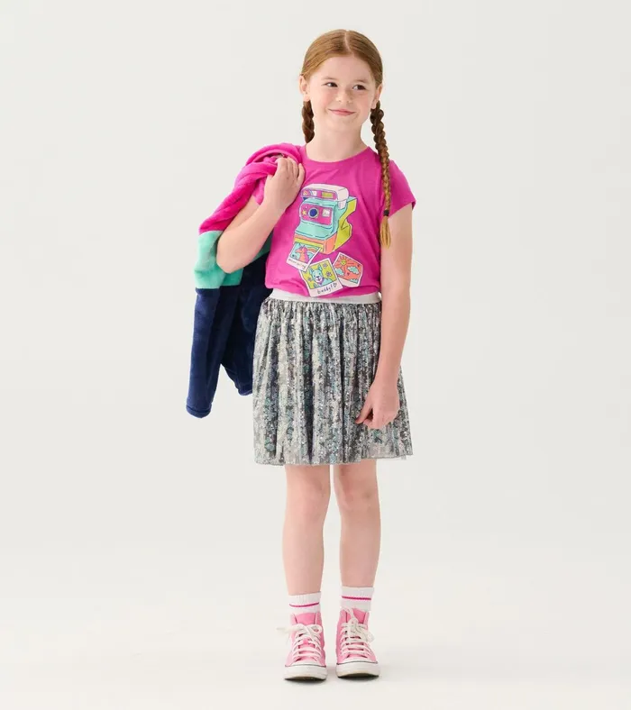 Hatley Girls Flower Shimmer Sequin Tulle Skirt Girls Bottoms