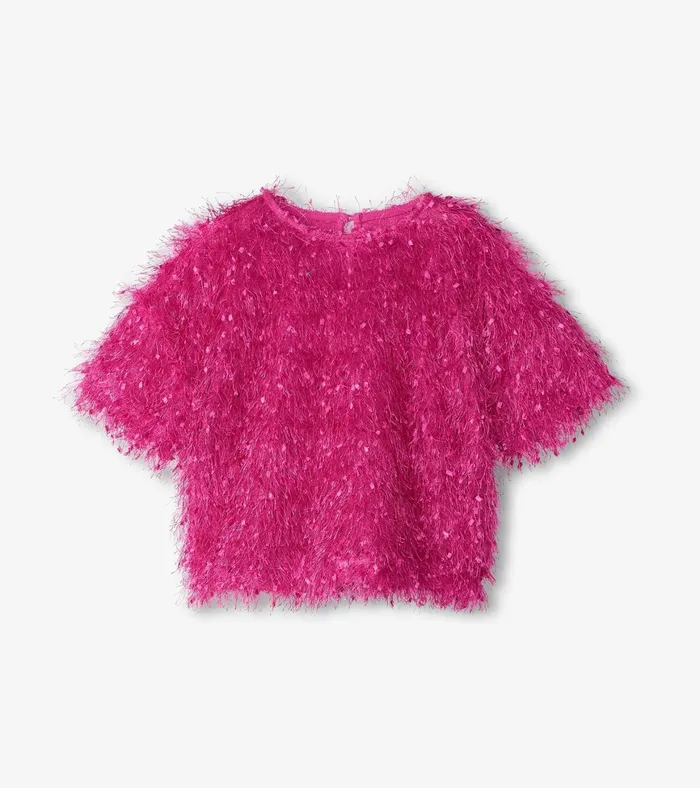 Hatley Girls Rose Violet Fluffy Knit Sweater Girls Sweaters