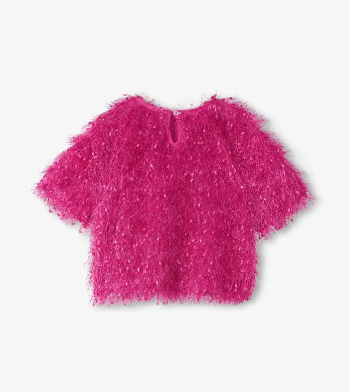 Hatley Girls Rose Violet Fluffy Knit Sweater Girls Sweaters