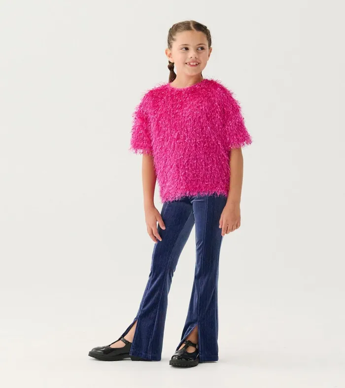 Hatley Girls Rose Violet Fluffy Knit Sweater Girls Sweaters