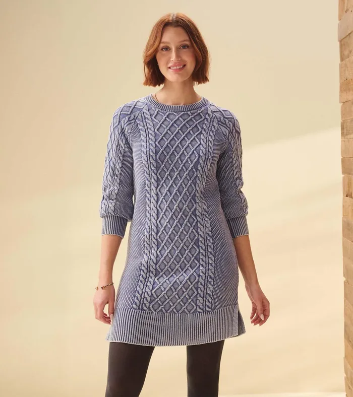 Hatley Juliet Cable Knit Dress 8211 Bleached Denim Women Dresses