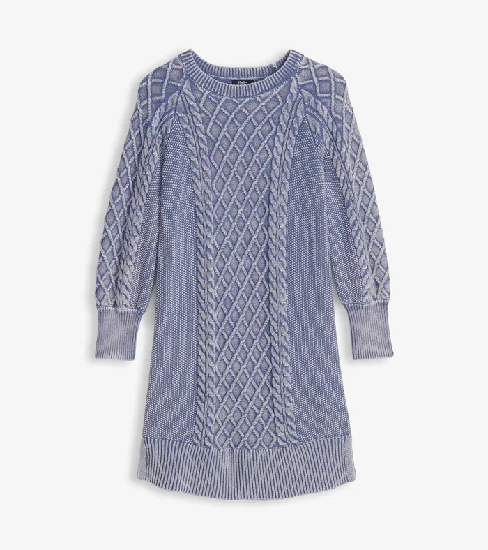 Hatley Juliet Cable Knit Dress 8211 Bleached Denim Women Dresses
