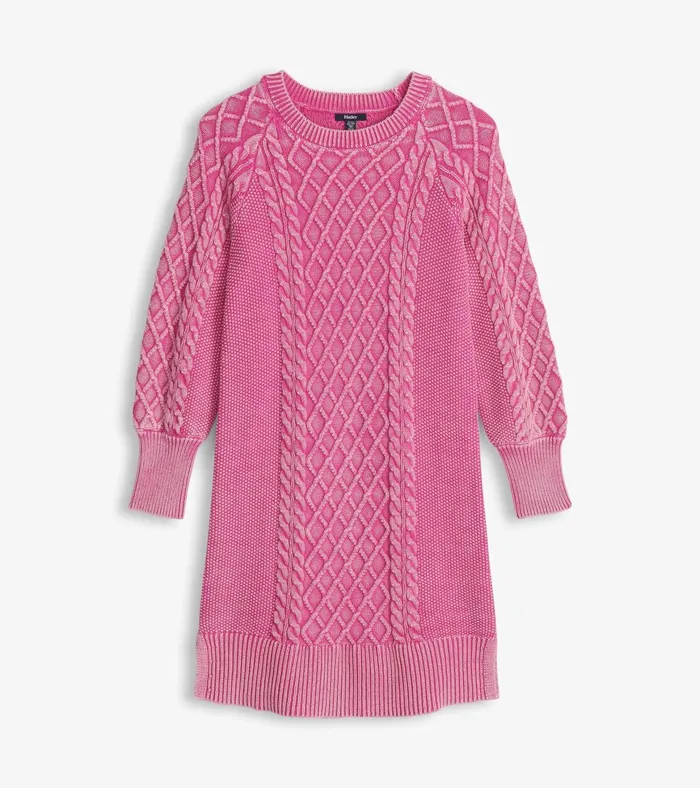 Hatley Juliet Cable Knit Dress 8211 Raspberry Pink Women Dresses
