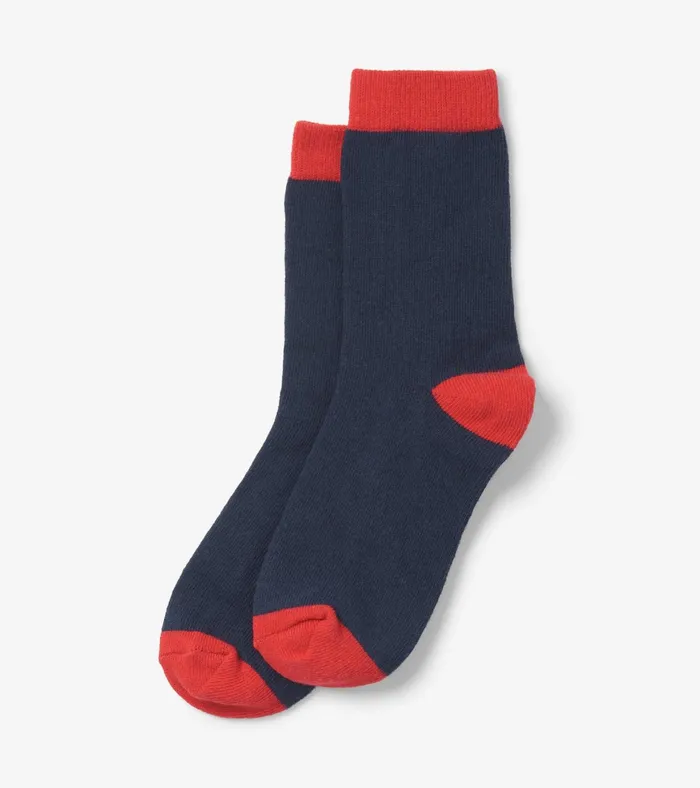 Hatley Navy and Red Crew Socks GirlsBoys Footwear