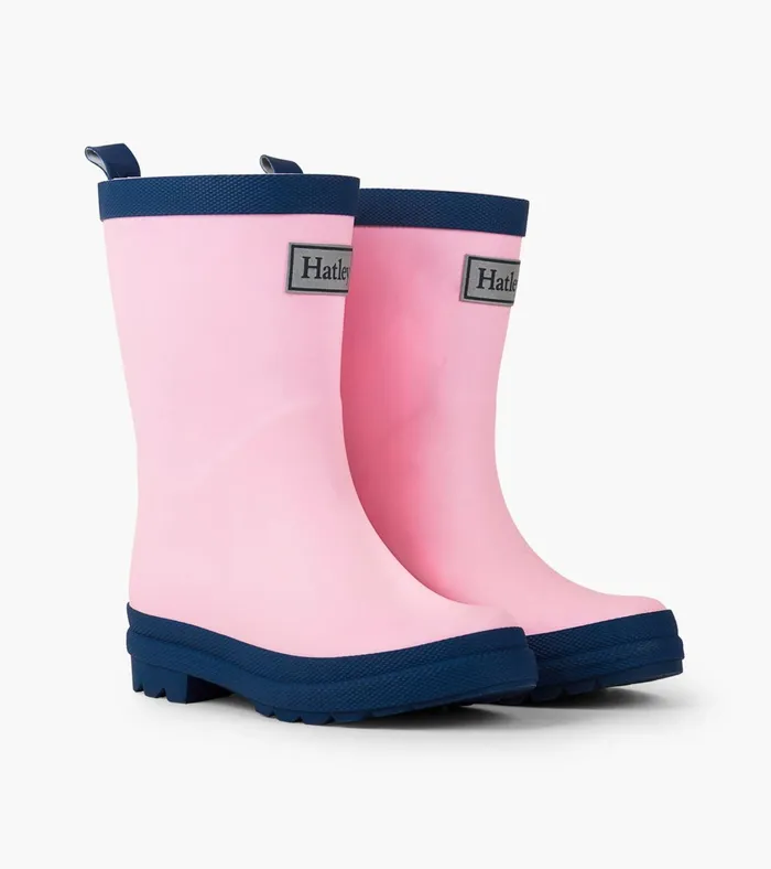 Hatley Pink and Navy Matte Rain Boots GirlsBaby and Toddler Rainwear