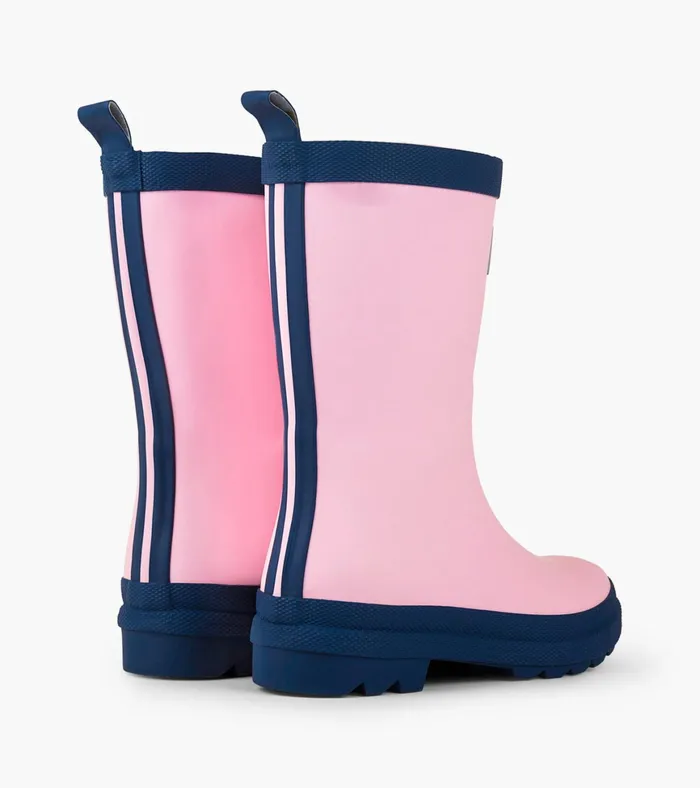 Hatley Pink and Navy Matte Rain Boots GirlsBaby and Toddler Rainwear