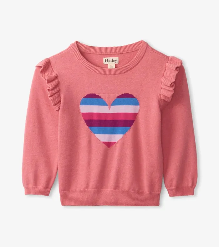Hatley Striped Heart Ruffle Sleeve Sweater Baby and Toddler Sweaters