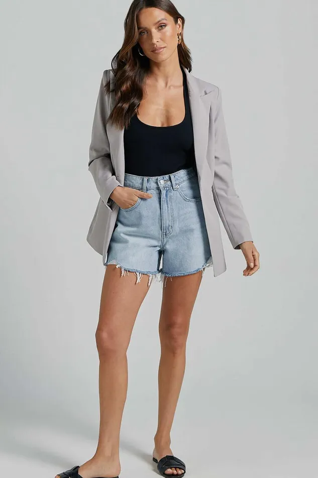 Hermie Blazer 8211 Single Breasted Blazer In Grey Women Showpo Blazers