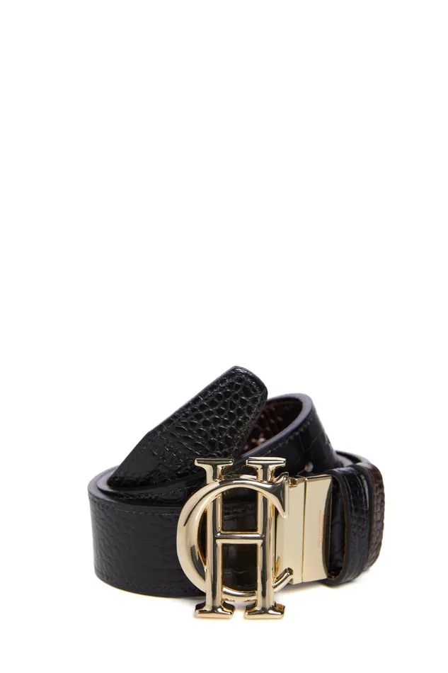 Holland Cooper Belts Women HC Classic Belt Reversible Black Chocolate Croc Holland Cooper Belts Women HC Classic Belt Reversible Black Chocolate Croc